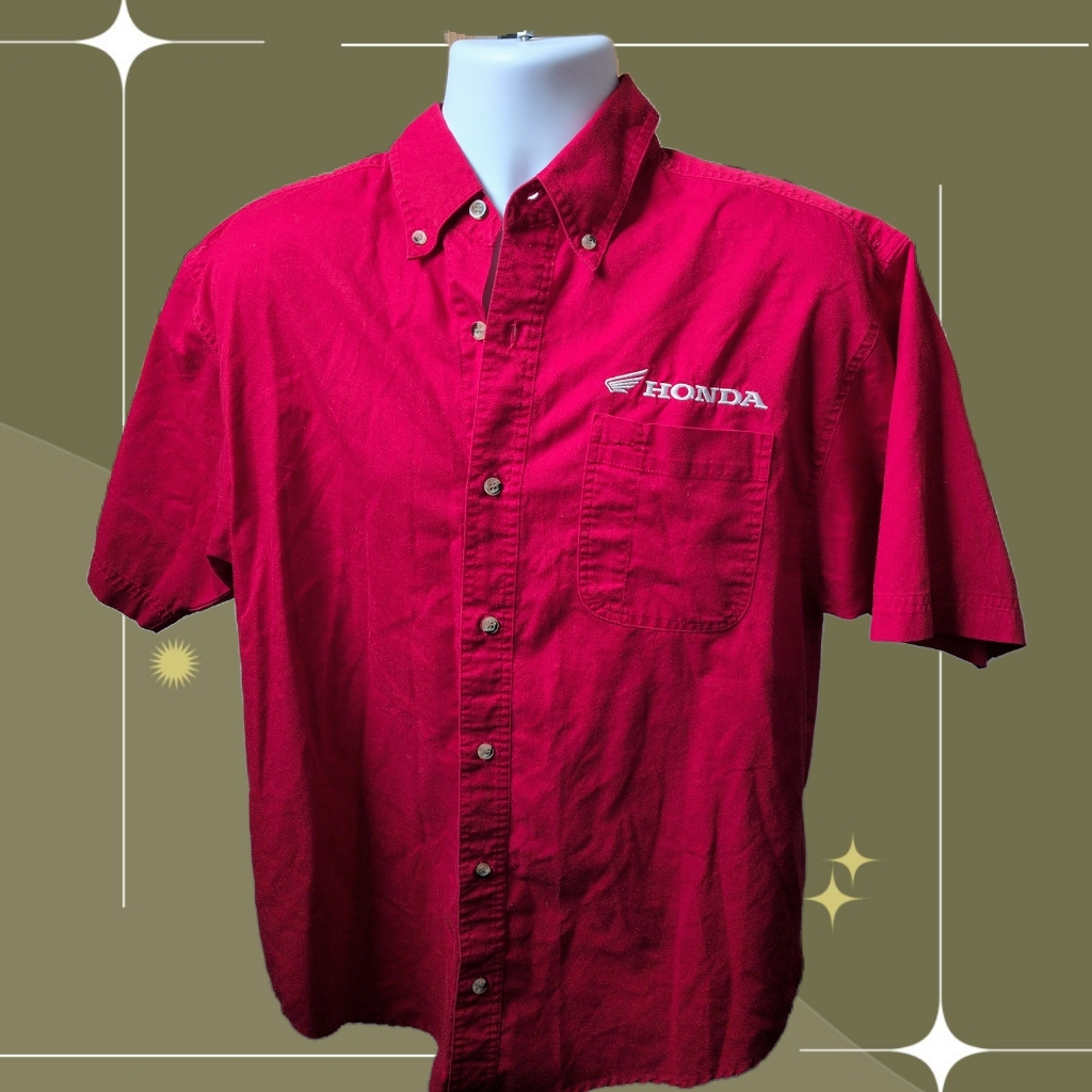 Men's Honda Racing Tri-Mountain Vintage Button-Down Work Shirt Shirt Size Medium